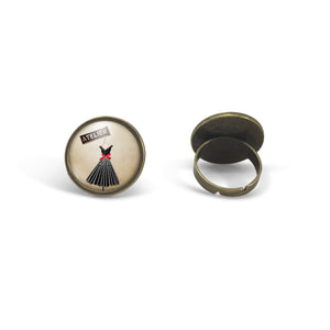 Bague Cabochon - Robe "l'atelier de couture", bronze (ref.26)