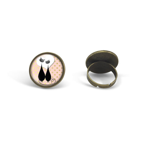 Bague Cabochon - Chat 