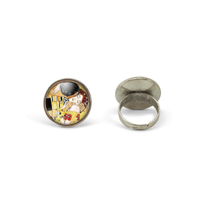 Bague Cabochon - Klimt "Le Baiser" , argenté (ref.13a)
