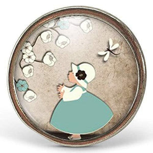 Bague Cabochon "printemps",  argenté (ref.83a)