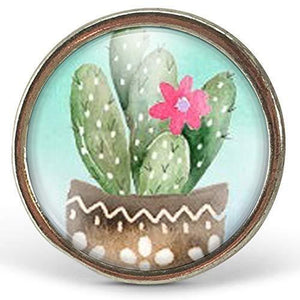 Bague cabochon "Le cactus", argenté (ref.63a)