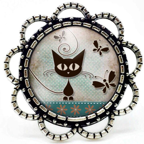 Bague Cabochon - Chat 