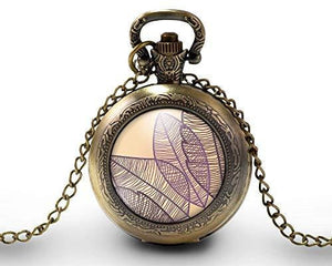 Montre gousset  Feuille "Feuilles Violettes" , bronze (ref.45)