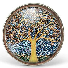 Charger l&#39;image dans la galerie, Bague Cabochon, Bague Illustrée Klimt &quot;l&#39;Arbre de la Vie&quot;, argenté (ref.59a)
