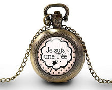 Charger l&#39;image dans la galerie, Montre gousset  Petite baguette &quot;Je suis une fée&quot;    bronze (ref.37)