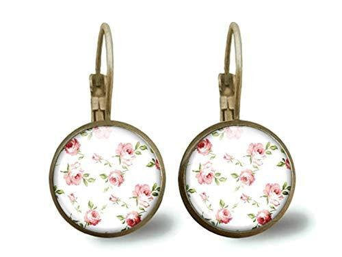 boucles d'oreilles cabochon fleurs 