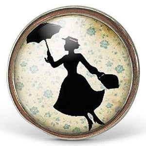 Bague Cabochon "mary Poppins" , argenté (ref.95a)