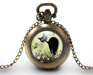 Montre gousset "le chat dans le pré", bronze (ref.702)