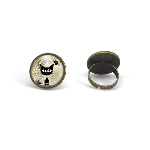 Bague Cabochon - Chat 