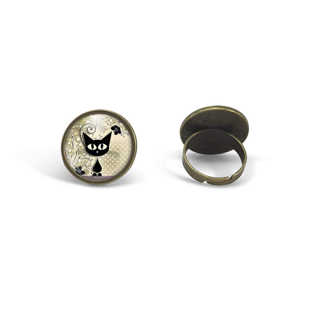 Bague Cabochon - Chat 