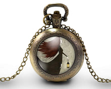 Charger l&#39;image dans la galerie, Montre gousset &quot;Nuit noire&quot; Collier,   bronze (ref.55)