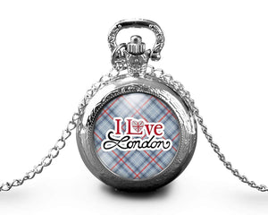 Montre gousset, Londres "i Love London", argenté (ref.36a)