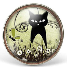 Charger l&#39;image dans la galerie, Bague Cabochon &quot;Le Chat Dans Le Pré&quot;, argenté (ref.703a)