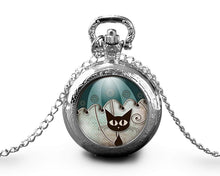 Charger l&#39;image dans la galerie, Montre gousset  Chat &quot;le chat au parapluie&quot;    argenté (ref.2a)