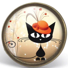 Charger l&#39;image dans la galerie, Bague Cabochon - Chat &quot;Le Chat Au Chapeau&quot; - bronze (ref.29)