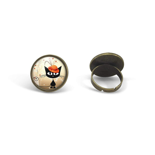 Bague Cabochon - Chat 