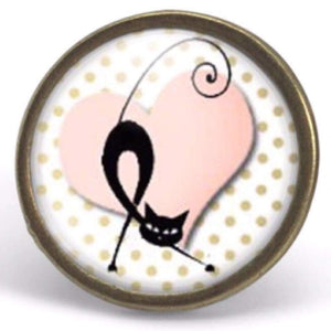 Bague cabochon "Le chat",   bronze (ref.65)