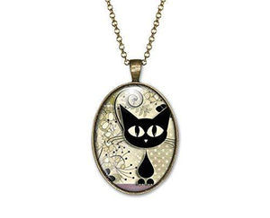 Collier Chat Cabochon "Le Chaton" bronze (ref.31)