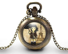 Charger l&#39;image dans la galerie, Montre gousset  Petite Fille, Parapluie &quot;La Petite Fille à Paris&quot;