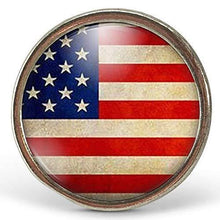 Charger l&#39;image dans la galerie, Bague Cabochon &quot;Usa&quot;,  argenté (ref.97a)