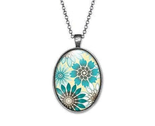 Charger l&#39;image dans la galerie, Collier Cabochon Fleur &quot;Fleurs d&#39;Eté&quot;, argenté (ref.8a)