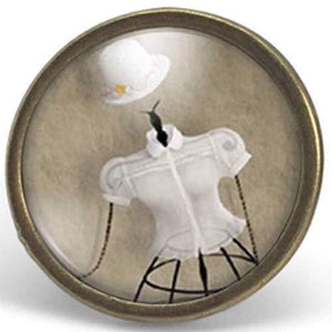 Bague Cabochon, Ciseaux, Mannequin "La couturière"-   bronze - bronze (ref.41)