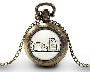 Montre gousset "Les deux chats",   bronze (ref.77)
