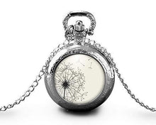 Charger l&#39;image dans la galerie, Montre gousset, &quot;pissenlits&quot;, femme cadeau de noel     argenté (ref.91a)