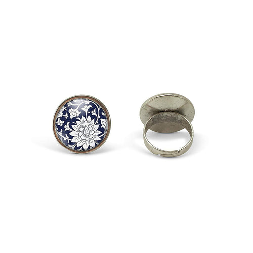 Bague Cabochon, Fleurs Illustrées Bague 