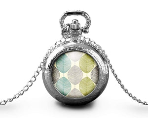 Montre gousset  Feuille "Belles feuilles"    argenté (ref.20a)