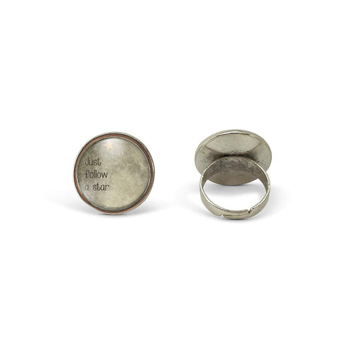 Bague cabochon, bague illustrée 