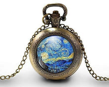 Charger l&#39;image dans la galerie, Montre gousset  Van Gogh &quot;La nuit étoilée&quot;    Bronze (ref.15)