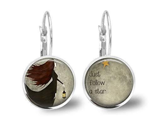 Boucles d'oreilles cabochon, boucles d'oreilles illustrées 