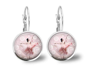 Boucles d'oreilles cabochon "dans ma bulle",   argenté (ref.73a)