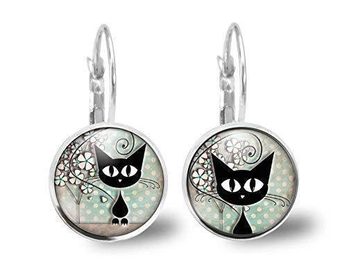 Boucles d'oreilles Chat Cabochon 