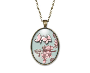 Collier Cabochon, Papillon "Papillon Rose" bronze (ref.44)