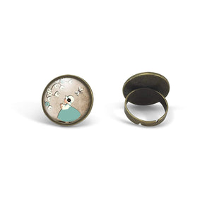 Bague cabochon "printemps", bronze (ref.83)