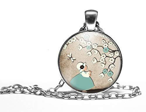 Collier cabochon, collier illustré 