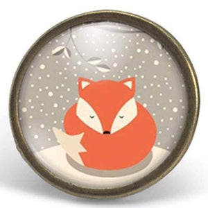 Bague cabochon, bague "renard" illustrée, bronze (ref.96)