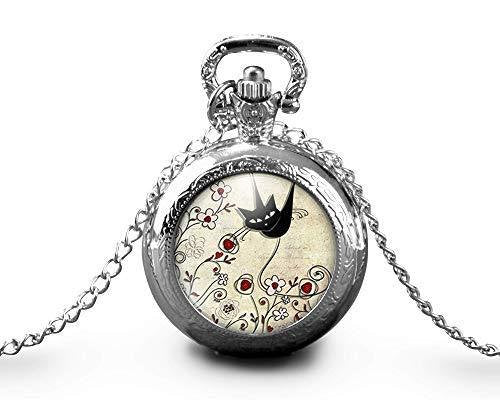 Montre gousset  Chat, Fleur 