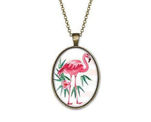 Charger l&#39;image dans la galerie, Collier Cabochon &quot;Le flamand rose&quot; -   bronze (ref.6)