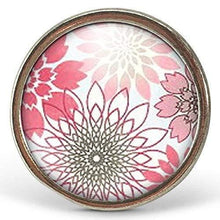 Charger l&#39;image dans la galerie, Bague Cabochon - Fleur &quot;Fleurs roses&quot; , argenté (ref.9a)