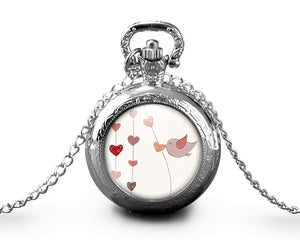 Montre gousset collier oiseau "l'oiseau", argenté (ref.84a)