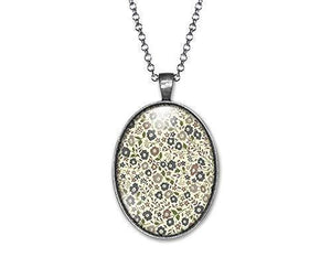 Collier Fleurs Cabochon "Belles Fleurs"  argenté (ref.11a)