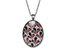 Charger l&#39;image dans la galerie, Collier Cabochon Fleur &quot;Fleurs modernes&quot;   argenté (ref.52a)