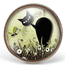 Charger l&#39;image dans la galerie, Bague Cabochon &quot;Le Chat Dans Le Pré&quot;, argenté (ref.701a)