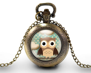 Montre gousset  Hibou "La Chouette brune"     bronze (ref.49)