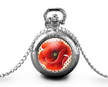 Charger l&#39;image dans la galerie, Montre gousset &quot;joli coquelicot&quot;  argenté (ref.89a)