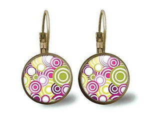 boucles d'oreilles cabochon "Les années 70", bronze (ref.3)