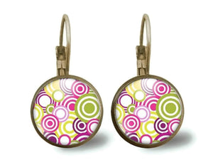 boucles d'oreilles cabochon "Les années 70", bronze (ref.3)